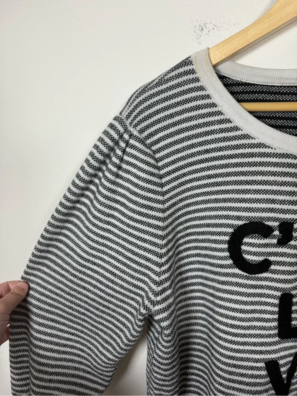 Karl Lagerfeld C'est La Vie Striped Nautical Coastal Sweater XL Puff Sleeve